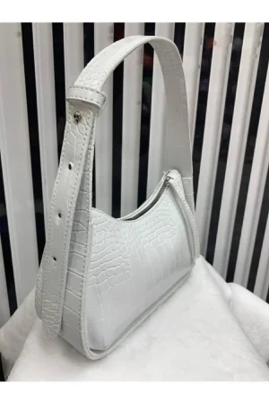 کیف دستی زنانه سفید با طرح کروکودیل - 6252