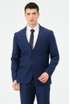 کت و شلوار ساده با برش معمولی رنگ پارلمان - 5280