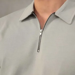 شورت و تیشرت مردانه زیپ‌دار آستین کوتاه خاکستری نیمه بزرگ ۰۵۴ - 5493