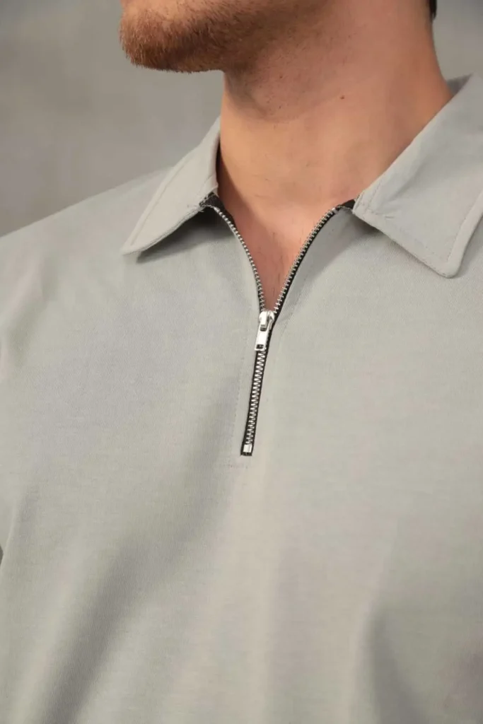 شورت و تیشرت مردانه زیپ‌دار آستین کوتاه خاکستری نیمه بزرگ ۰۵۴ - 5493