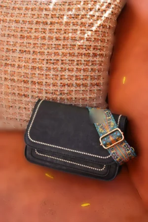 کیف دستی زنانه رشته‌ای دارای بند قابل تنظیم، کیف نقش‌دوزی شده با طرح Vintage. - 5046