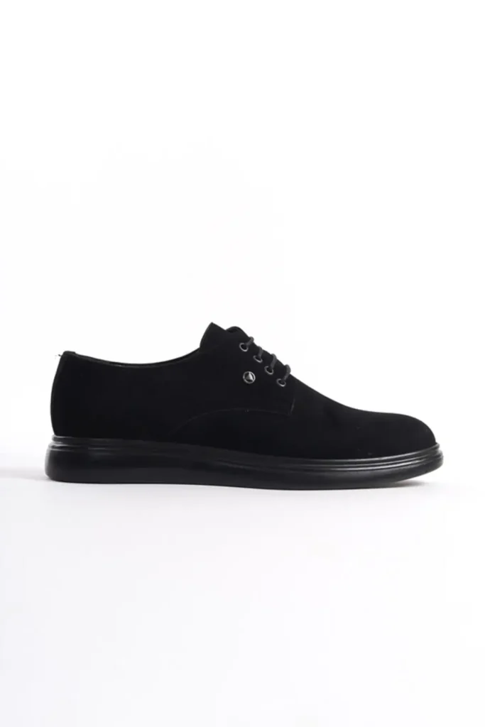کفش مردانه loafer مشکی از جنس سوئید با بند Mbrgn87-s - 5334