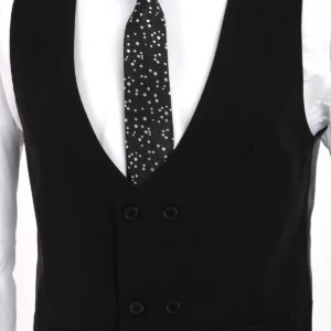 کت و شلوار مردانه یقه دار slim fit مشکی - 5303