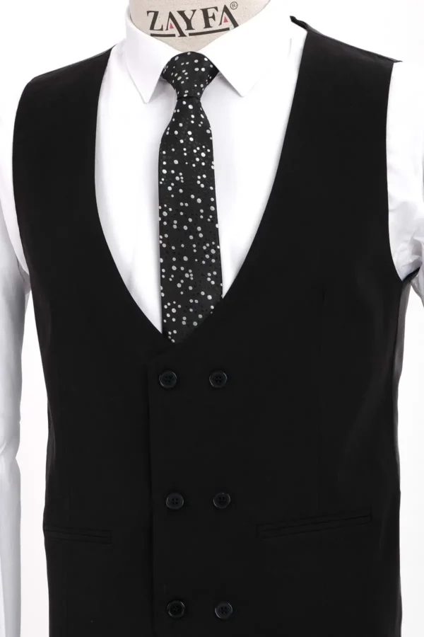 کت و شلوار مردانه یقه دار slim fit مشکی - 5303