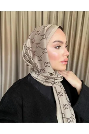 شال کشمیری ابریشمی دوطرفه طرح G - 5975