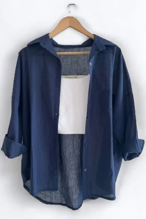 Oversize Linen 100٪ پنبه Salaş پیراهن Bb-ku3435 - 6661