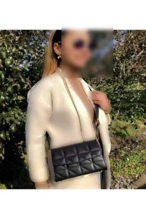 کیف دستی زنانه مشکی مدل کاپیتونه با بند گردنی قابل تنظیم و طراحی دوشی متقاطع - 6225