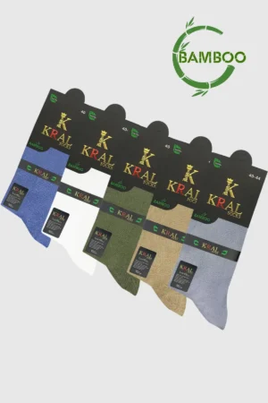 ست پنج عددی جوراب مردانه بامبو کلاسیک، کوتاه، ساده، تابستانی و بدون درز در جعبه پریمیوم - 5476