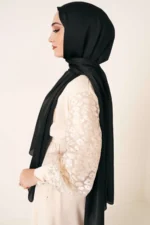 عبای بلند حجاب ساتن براق با پارچه شيفون. - 5980