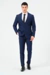 کت و شلوار ساده با برش معمولی رنگ پارلمان - 5280