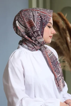 شال پنبه‌ای قرمز طرح پیسلی - 6011