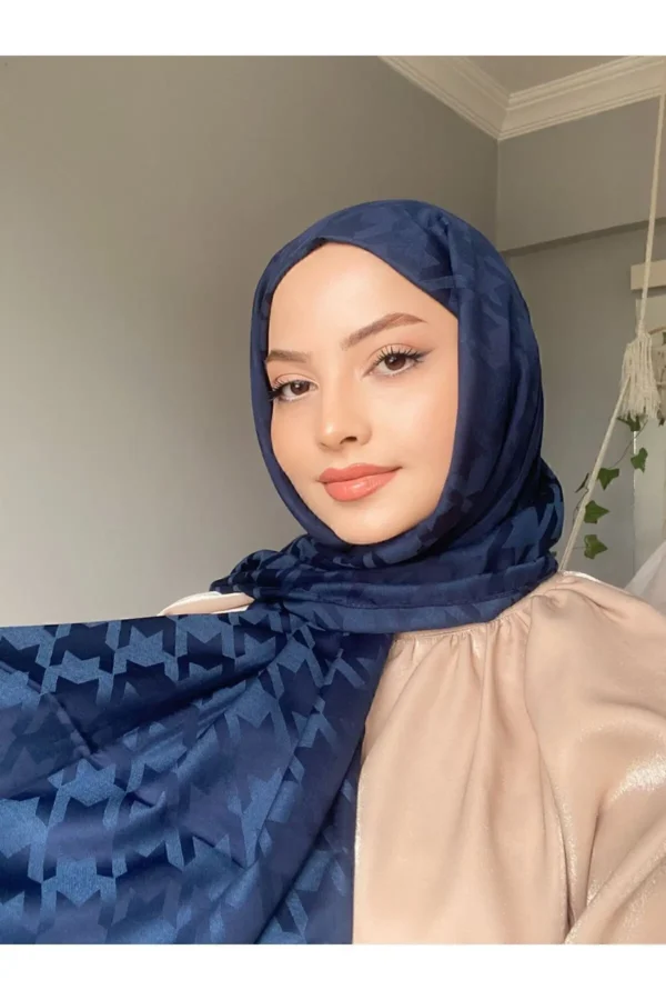 شال ابریشمی با طرح گره‌دار - 5995