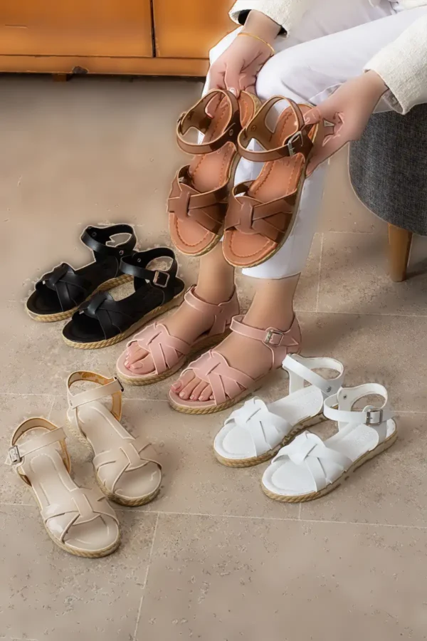 1. صندل زنانه 2. صندل با بند چسبی حلقه‌ای 3. صندل روزمره - 6057