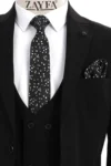 کت و شلوار مردانه یقه دار slim fit مشکی - 5303
