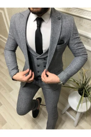 کت و شلوار خاکستری نازک Cx Fashion مناسب برای لاغرها - 5302