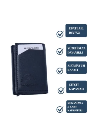 کیف پول زنانه کاروم با محافظ RFID، به رنگ سرمه‌ای، با سیستم مکانیزم خودکار و بخش مخصوص پول و کارت برای جلوگیری از سرقت - 6335
