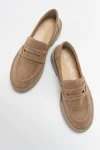کفش loafer زنانه غیررسمی کدو بژ مخملی - 5220