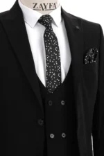 کت و شلوار مردانه یقه دار slim fit مشکی - 5303