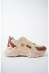 کفش ورزشی روزمره زنانه با کفی بلند به رنگ بژ - 6456