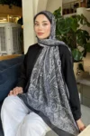 شال پنبه‌ای طرح رترو سیاه و بژ - 5955