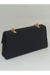 کیف زنانه مشکی مخملی با زنجیر آویز - 6497