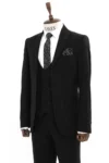 کت و شلوار مردانه یقه دار slim fit مشکی - 5303