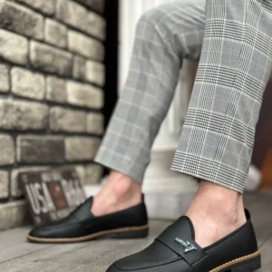 BA0009 کفش مردانه کلاسیک مشکی با پاپیون و سگک V Fashion - 5372