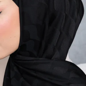 شال جکار ابریشمی طرح راه آبی با کیفیت بالا و پارچه وارداتی & دوخت ایتالیایی "سیاه" - 5993