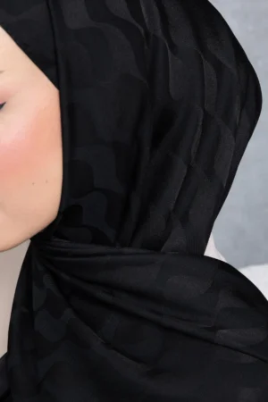 شال جکار ابریشمی طرح راه آبی با کیفیت بالا و پارچه وارداتی & دوخت ایتالیایی "سیاه" - 5993
