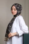 شال پنبه‌ای نقش مرمر سیاه - 6026