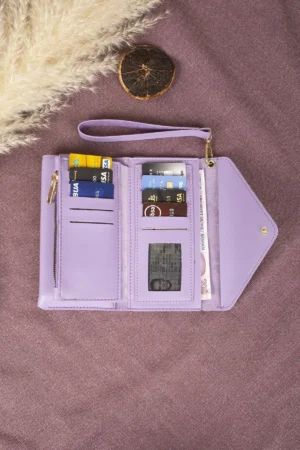 زیرپوش تلفن و کیف پول کوچک با محفظه سکه، مدل Elegant Lila، کیف دستی زنانه - 6337