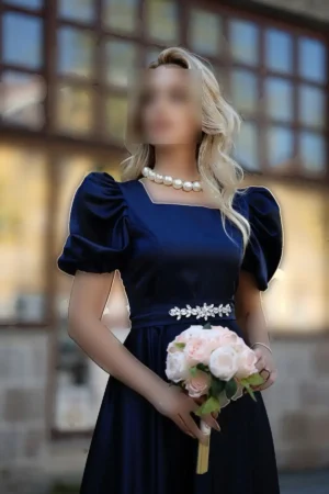 پیراهن ویکتوریا با جزئیات قفسه سینه ی کادر و کمربند - 5004