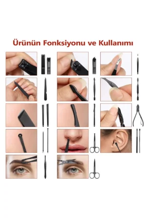 ست مانیکور و پدیکور ۱۸ پارچه حرفه‌ای برای استفاده آسان و بهداشتی در منزل با ابزارهای استیل ضد زنگ - 6558