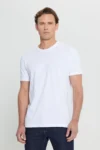 تی‌شرت بیسیک یقه گرد دار و تنگ مردانه سفید ۱۰۰٪ پنبه سریع (Slim Fit) - 6576