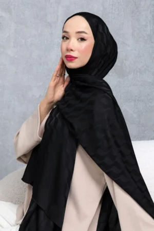 شال جکار ابریشمی طرح راه آبی با کیفیت بالا و پارچه وارداتی & دوخت ایتالیایی "سیاه" - 5993