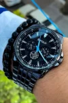 ست ترکیبی ساعت مردانه شامل: کیف پول، کارت‌ holder، کمربند، تسبیح و جعبه چرم لوکس - 5395