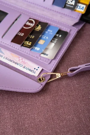 زیرپوش تلفن و کیف پول کوچک با محفظه سکه، مدل Elegant Lila، کیف دستی زنانه - 6337