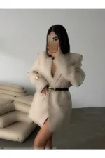 کمربند زنانه طلایی با جزئیات U Tokalı، کمربند ژاکت، کمربند پیراهن، کمربند لباس - 6263