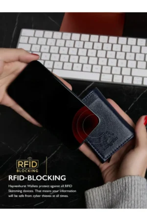 کیف پول زنانه کاروم با محافظ RFID، به رنگ سرمه‌ای، با سیستم مکانیزم خودکار و بخش مخصوص پول و کارت برای جلوگیری از سرقت - 6335