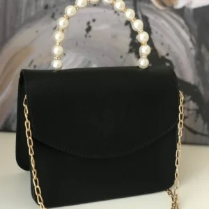 کیف دستی و دوشی زنانه با زنجیر طلا و مروارید - 5734