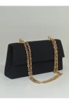 کیف زنانه مشکی مخملی با زنجیر آویز - 6497