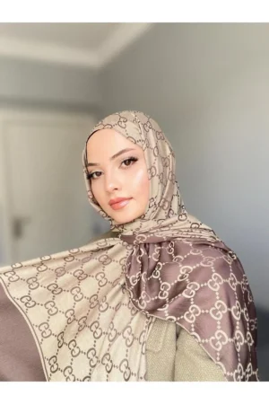 شال دوطرفه ابریشمی کشمیر با طرح G - 5998