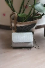 کیف دستی مینی نقره‌ای زنانه - 6496