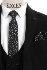 کت و شلوار مردانه یقه دار slim fit مشکی - 5303
