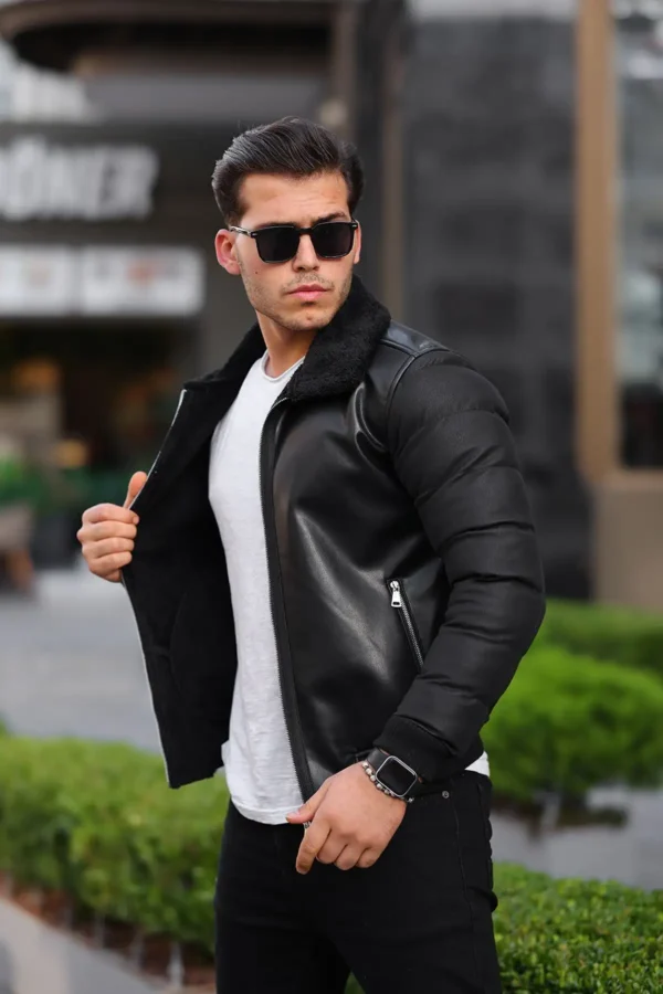 کاپشن زمستانی مردانه با آستر پشمی، ضدآب و مقاوم در برابر سرما، کلاهی پفی - 7267
