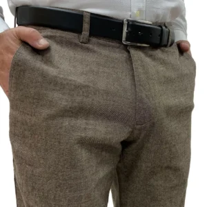 ترجمه به فارسی: شلوار چینو کتان مخلوط قهوه‌ای - 7395