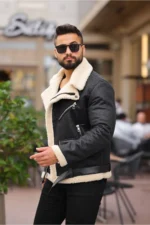 کاپشن چرم لمینه کروات - 7298