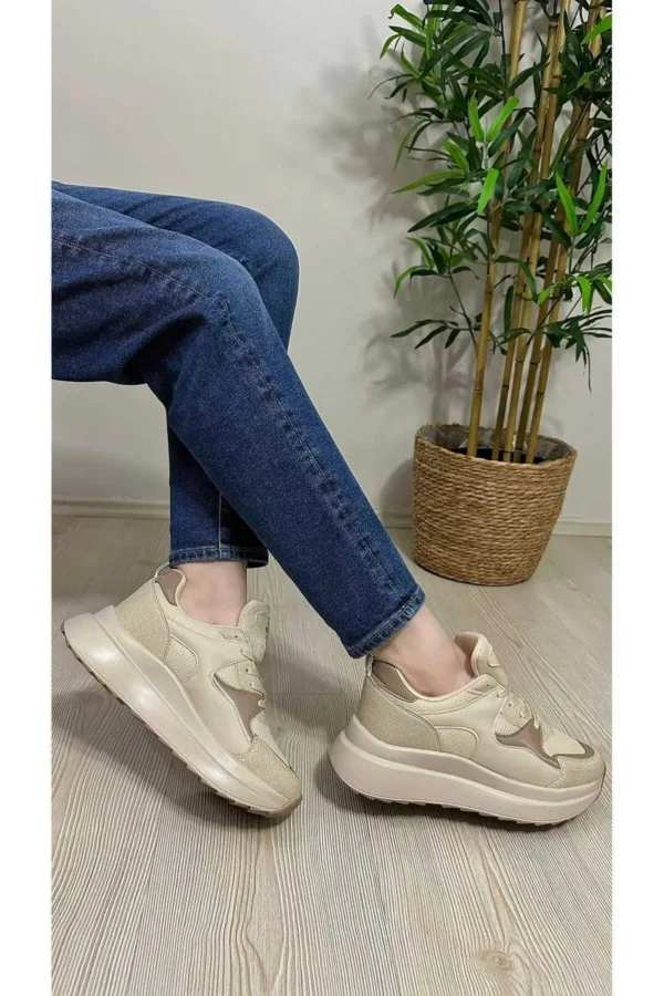 NSTYLE زنانه کفش اسنیکر ارتفاع بالا با کفی ایر راحت و مناسب برای استفاده روزمره و ورزش - 7503