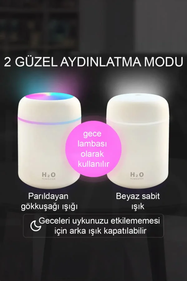 رطوبت‌ساز H2O 300 میلی‌لیتر اولتراسونیک و بخار ساز و دیفیوزر عطر - 7447