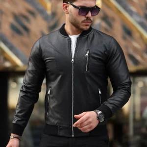 کاپشن چرم مردانه، کاپشن زمستانی، ژاکت چرم - 7257